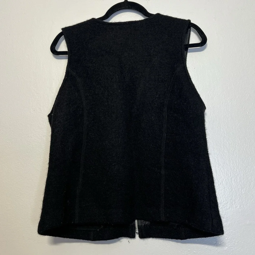 Vintage‎ Rafaella Wool Vest Womens Gold Hardware Sz M Black V-Neck